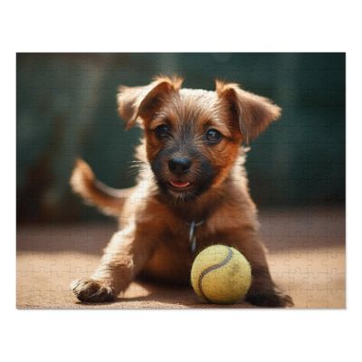 1000 Pieces Jigsaw Puzzle for Adults Dog Playing with Ball,Norfolk Terrier Animal Puzzle, Kids Puzzle Decompress Toys Leisure Games DIY Home Decoration Gifts for Friends