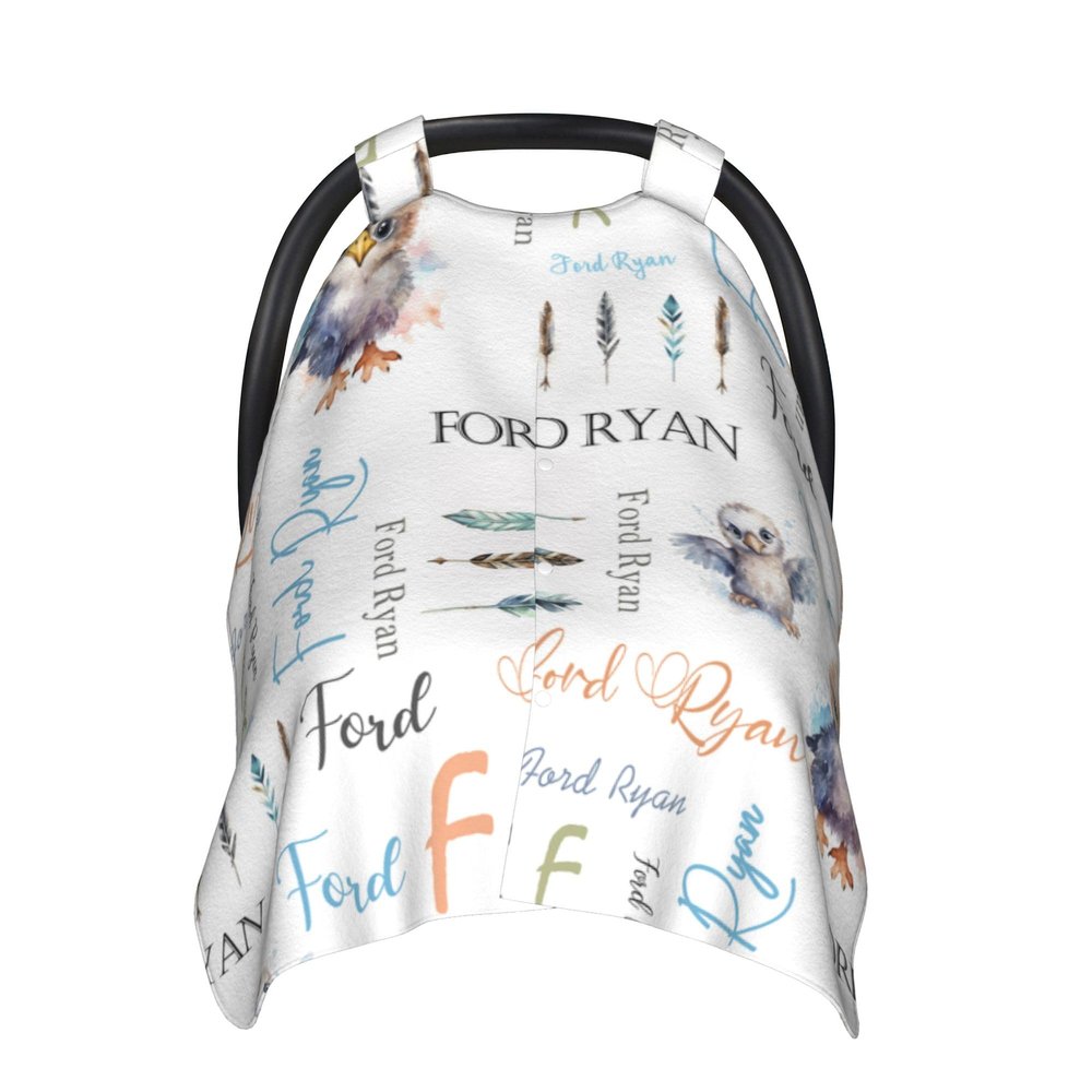 Personalized Car Seat Covers Canopy Cover with Name Eagle Winter Car Seat Covers for Boys Girls Custom Infant Carseat Covers Minky Western Baby Blanket Nursing Cover Breastfeeding Scarf