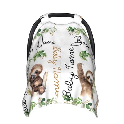 Personalized Car Seat Covers Canopy Cover with Name Sloth Winter Car Seat Covers for Boys Girls Custom Infant Carseat Covers Minky Western Baby Blanket Nursing Cover Breastfeeding Scarf