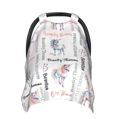 Personalized Car Seat Covers Canopy Cover with Name Horse Winter Car Seat Covers for Boys Girls Custom Infant Carseat Covers Minky Western Baby Blanket Nursing Cover Breastfeeding Scarf