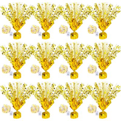 12 Pack Metallic Foil Spray Centerpiece Star Table Decoration Burst Table Centerpieces for Birthday Graduation Wedding Anniversary Holiday Party Supplies Decor, Gold
