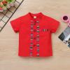 AFAVOM Toddler Boys Mexican Outfits Short Sleeve Button Down Shirt Top with Shorts Kids cinco de mayo Fiesta Costume Mexico Traditional Clothes Casual Ethnic Wear T Shirt Pants 2PCS Red 3-4 Years view 4