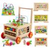 Wooden Activity Cube 7-in-1 Montessori Toy Multipurpose Educational Learning Toy for 1+ Year Old Baby Toddler Kid Boy First Birthday Gift Bead Maze Gear Number Animal Board Carrots Harvest Game view 1