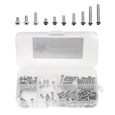 101PCS Various Sizes Stainless Steel Hardware Hexagon Socket Head Cap Screw Kit for Tamiya XV-02 1/10 RC Car
