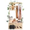 8 In 1 Wooden Baby Shower Crate Closet, Baby Basket with Handle Footprint Kit for Baby Shower Gifts, Baby Shower Wooden Gift Crate, Baby Personailzed Basket for Pregnancy New Parent view 1
