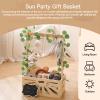8 In 1 Wooden Baby Shower Crate Closet, Baby Basket with Handle Footprint Kit for Baby Shower Gifts, Baby Shower Wooden Gift Crate, Baby Personailzed Basket for Pregnancy New Parent view 3