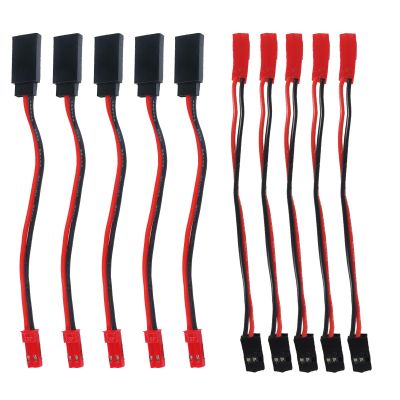 AEDIKO 5 Pairs JST Plug to JR Connector Male Female Cable 10cm Servo Adapter Wire for RC Plane Helicopter Car (JST to JR-10pcs)