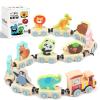 LovesTown Magnetic Train Set for Toddlers, Montessori Learning Toys, Magnet Cars with Animals view 1