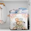Custom Storage Baskets Personalized Storage Bins Basket Boxes with PU Leather Handles for Clothes Bedroom Closet Organizing Toys Books Shelves Storage Boxes-Pink Safari Animals view 2