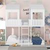 WEALTHKING Spacious Bunk Bed with Playhouse Design, Rustic Wooden Frame with Roof and Window, Sturdy Guardrails and Built-in Ladder, Versatile Sleeping and Play Space for Home (White,Full over Full) view 3