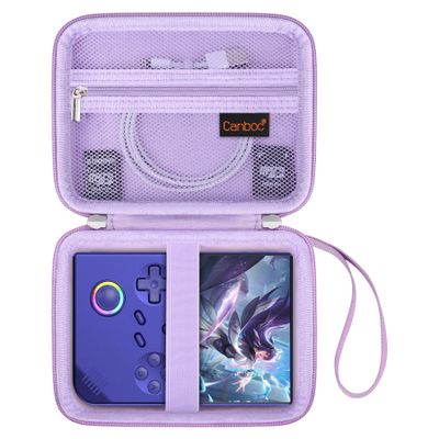 Canboc Carrying Case for G350/ RG40XXV/ RG406V/ RG405V Retro Handheld Game Console, RG40XXV Video Gaming Console Storage Box, Mesh Pocket fits Cable, SD Card, Purple (Case Only)