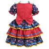 ABEWIP Traditional Mexican Dress for Girl Toddler Kids Cinco De Mayo Ruffle Tiered Dresses with Hair Clips Red 2-3Y view 2