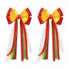 ABEWIP Traditional Mexican Dress for Girl Toddler Kids Cinco De Mayo Ruffle Tiered Dresses with Hair Clips Red 2-3Y view 3