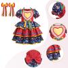 ABEWIP Traditional Mexican Dress for Girl Toddler Kids Cinco De Mayo Ruffle Tiered Dresses with Hair Clips Red 2-3Y view 4