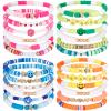Sureio 24 Pcs Colorful Heart Smile Face Flower Friendship Bracelets Surfer Stretch Beaded Bracelet for Women Summer Beach Birthday Valentine's Day Party Favors view 1