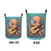 Foruidea Trendy Cartoon Octopus Playing Guitar Print Laundry Basket,Laundry Hamper,Collapsible Storage Bin, Oxford Fabric Clothes Baskets,Nursery Hamper For Home,Office,Dorm,Gift Basket view 4