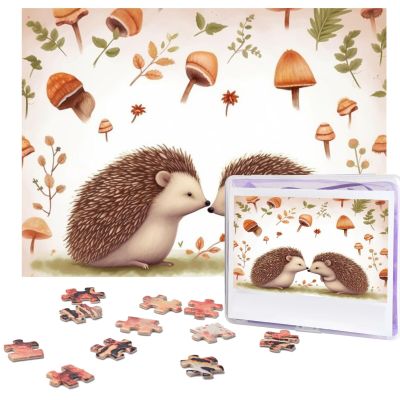 500 Piece Jigsaw Puzzle for Adults Personalized Picture Puzzle Nature Lovely Hedgehog Lovers Customized Wooden Puzzle for Family, Birthday, Wedding, Game Nights Gifts, 20.4"x15"