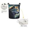 Foruidea Wolf Animal Print Moon Laundry Basket,Laundry Hamper,Collapsible Storage Bin, Oxford Fabric Clothes Baskets,Nursery Hamper For Home,Office,Dorm,Gift Basket view 2