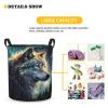 Foruidea Wolf Animal Print Moon Laundry Basket,Laundry Hamper,Collapsible Storage Bin, Oxford Fabric Clothes Baskets,Nursery Hamper For Home,Office,Dorm,Gift Basket view 3