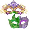 MYSEUNI Mardi Gras Mask for Women & Mens Venetian Carnival Masks, Shiny Rhinestone Masquerade Party Couple Mask Set view 1