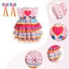 ABEWIP Traditional Mexican Dress for Girl Toddler Kids Cinco De Mayo Ruffle Tiered Dresses with Hair Clips Pink 18-24M view 4