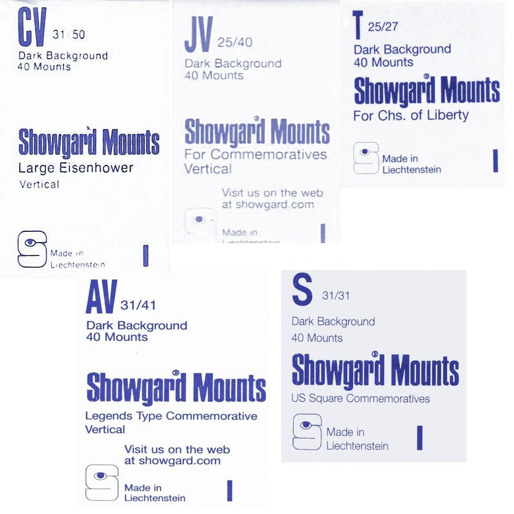 Showgard Stamp Mounts Black Background Precut Less Common Size Value Pack Vertical Orientation