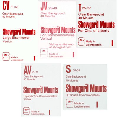 Showgard Stamp Mounts Clear Background Precut Less Common Size Value Pack Vertical Orientation