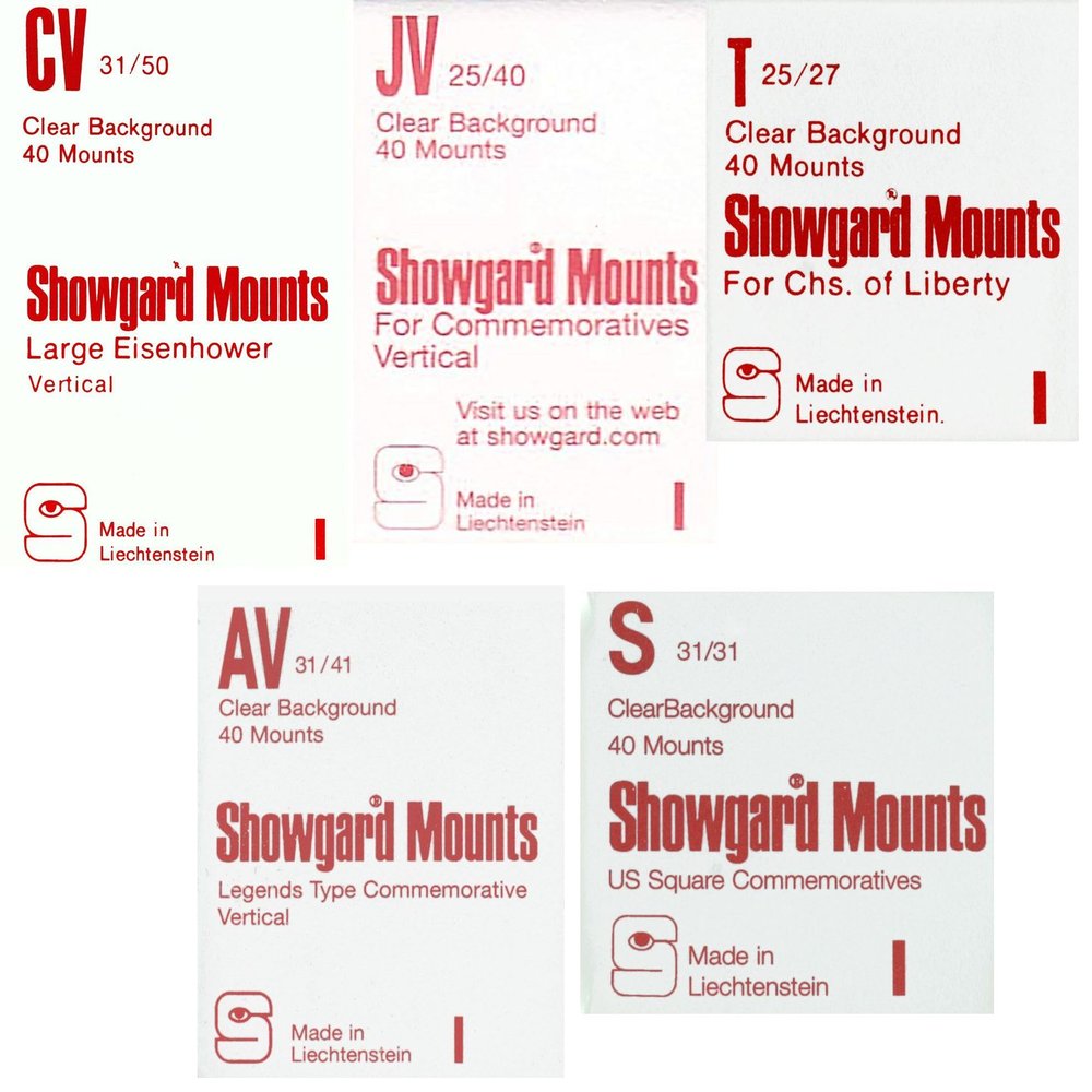 Showgard Stamp Mounts Clear Background Precut Less Common Size Value Pack Vertical Orientation
