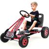 DORTALA Go Kart for Kids, 4 Wheel Off-Road Pedal Powered Go Cart with 2-Position Adjustable Bucket Seat, Safety Brakes, EVA Rubber Tires, Outdoor Ride On Racer Pedal Car for Boys & Girls (Red) view 1