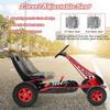 DORTALA Go Kart for Kids, 4 Wheel Off-Road Pedal Powered Go Cart with 2-Position Adjustable Bucket Seat, Safety Brakes, EVA Rubber Tires, Outdoor Ride On Racer Pedal Car for Boys & Girls (Red) view 3