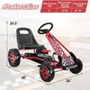 DORTALA Go Kart for Kids, 4 Wheel Off-Road Pedal Powered Go Cart with 2-Position Adjustable Bucket Seat, Safety Brakes, EVA Rubber Tires, Outdoor Ride On Racer Pedal Car for Boys & Girls (Red) view 4