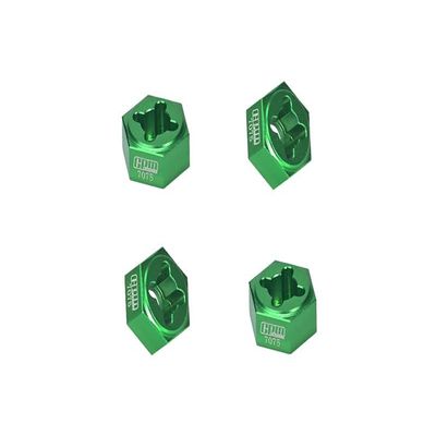 Aluminum 7075 Wheel Hex Set Fits Arrma 1/18 Granite GROM MEGA 380 Brushed 4X4 Monster Truck ARA2102 Upgrades - Green