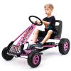 DORTALA Go Kart for Kids, 4 Wheel Off-Road Pedal Powered Go Cart with 2-Position Adjustable Bucket Seat, Safety Brakes, EVA Rubber Tires, Outdoor Ride On Racer Pedal Car for Boys & Girls (Pink) view 1