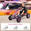 DORTALA Go Kart for Kids, 4 Wheel Off-Road Pedal Powered Go Cart with 2-Position Adjustable Bucket Seat, Safety Brakes, EVA Rubber Tires, Outdoor Ride On Racer Pedal Car for Boys & Girls (Pink) view 2