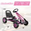 DORTALA Go Kart for Kids, 4 Wheel Off-Road Pedal Powered Go Cart with 2-Position Adjustable Bucket Seat, Safety Brakes, EVA Rubber Tires, Outdoor Ride On Racer Pedal Car for Boys & Girls (Pink) view 4