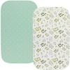 Waterproof Bassinet Sheets, No Need for Bassinet Mattress Pad Cover, 2 Pack Stretch Jersey Knit Super Soft fit for Cradle Oval Rectangle Hourglass Mattress Green Botanical Leaf & Dots view 1