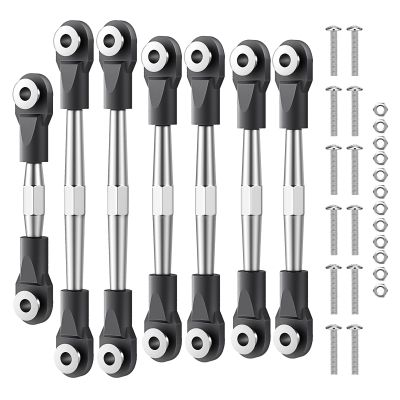 7Pcs Aluminum Alloy Adjustable Turnbuckles Camber Link with Rod Ends Sets Fit for 1/10 Traxxas Slash 4x4/2WD/Hoss 4X4 VXL/2WD/Rustler 4X4 VXL/2WD/Stampede 4X4 VXL /2WD Upgrades,Black