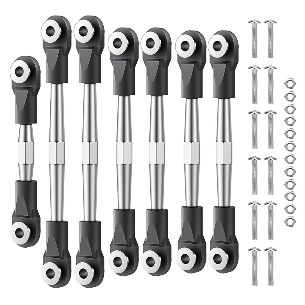 7Pcs Aluminum Alloy Adjustable Turnbuckles Camber Link with Rod Ends Sets Fit for 1/10 Traxxas Slash 4x4/2WD/Hoss 4X4 VXL/2WD/Rustler 4X4 VXL/2WD/Stampede 4X4 VXL /2WD Upgrades,Black