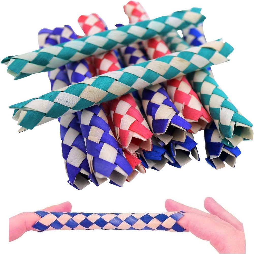 Zugar Land Cool Colorful Classic Bamboo Chinese Finger Traps (5") for Kids and Adults. (Light - Multi Color (72 Pack))