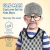 4E's Novelty Old Man Costume for Kids Ages 8-10 Years with Vest, Cane, 8Pcs Set - 100 Days of School Costume for Boys, Grandpa Dress Up Accessories Kit (Size Medium) view 2