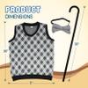 4E's Novelty Old Man Costume for Kids Ages 8-10 Years with Vest, Cane, 8Pcs Set - 100 Days of School Costume for Boys, Grandpa Dress Up Accessories Kit (Size Medium) view 3