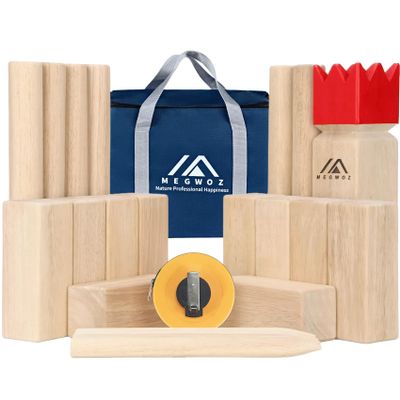 Megwoz Kubb Yard Game Outdoor Games Viking Chess for Adults New Zealand Pine Wooden Toss Game with Carrying Case, Backyard Lawn Game with Measuring Tape for Party Adults
