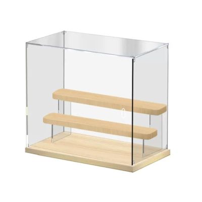 GOCHUSX Acrylic Display Case, Clear Display Storage Box, Memorabilia Holder with Wood Plastic Board Ladder, Protection Showcase for Toy Figure (Color : Clear, Size : 32x20x23cm)