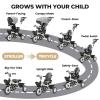 EOOWOY Toddler Tricycle with Push Handle, 7 in 1 Stroller Trike with 360 Swivel Seat, Reclining Backrest, All-Terrain Wheels, Dual Brakes, Canopy & Storage, Gift for Kids 18 Months to 5 Years, Gray view 2