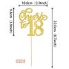 12 PCS Cheers to 18 Centerpiece Sticks Double Sided Glitter 18th Birthday Cake Toppers Number 18 Centerpieces Table Flower Topper Decorations for 18th Birthday Party Centerpiece Supplies Gold view 2