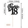 12 PCS Cheers to 18 Centerpiece Sticks Double Sided Glitter 18th Birthday Cake Toppers Number 18 Centerpieces Table Flower Topper Decorations for 18th Birthday Party Centerpiece Supplies Black view 2