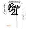 12 PCS Cheers to 21 Centerpiece Sticks Double Sided Glitter 21st Birthday Cake Toppers Number 21 Centerpieces Table Flower Topper Decorations for 21st Birthday Party Centerpiece Supplies Black view 2