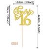 12 PCS Cheers to 16 Centerpiece Sticks Double Sided Glitter 16th Birthday Cake Toppers Number 16 Centerpieces Table Flower Topper Decorations for 16th Birthday Party Centerpiece Supplies Gold view 2