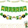 16pcs St Patricks Day Banner, Glitter Lucky Banner with St Patrick's Day Garland, St Patricks Day Decorations, St Pattys Day Accessories, Spring Shamrock Decorations, St Patrick's Day Party Favors view 1