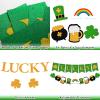 16pcs St Patricks Day Banner, Glitter Lucky Banner with St Patrick's Day Garland, St Patricks Day Decorations, St Pattys Day Accessories, Spring Shamrock Decorations, St Patrick's Day Party Favors view 4